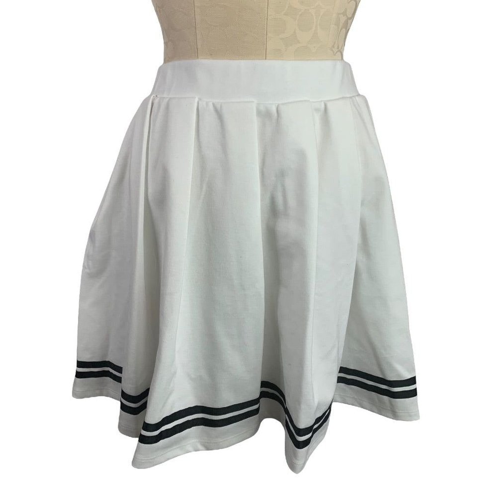 2X Wild Fable White Pull On Knit Mini Skirt Grosgrain Ribbon Trim New